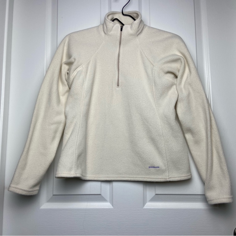Patagonia Capilene White 1/4 Zip Mock Neck Fleece Pullover Jacket Size S
